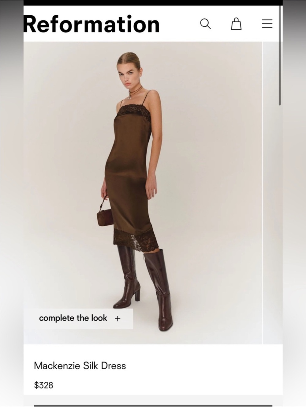 Silk reformation dress in moss green - Picture 4 of 11